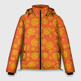 Мужская зимняя куртка 3D с принтом Helloween Pumpkin - Хеллоуин в Ухте, верх — 100% полиэстер; подкладка — 100% полиэстер; утеплитель — 100% полиэстер | длина ниже бедра, свободный силуэт Оверсайз. Есть воротник-стойка, отстегивающийся капюшон и ветрозащитная планка. 

Боковые карманы с листочкой на кнопках и внутренний карман на молнии. | helloween | orange | pumpkin | оранжевый | тыквы | хеллоуин