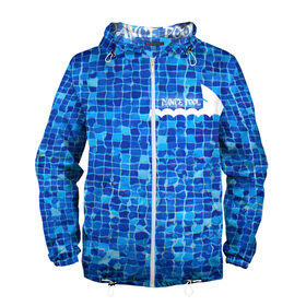 Мужская ветровка 3D с принтом Dance pool в Ухте, 100% полиэстер | подол и капюшон оформлены резинкой с фиксаторами, два кармана без застежек по бокам, один потайной карман на груди | dance | pool | pool squares | shark | water | бассейн | вода | танцы