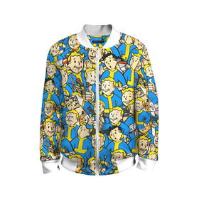 Детский бомбер 3D с принтом FALLOUT в Ухте, 100% полиэстер | застегивается на молнию, по бокам два кармана без застежек, мягкие манжеты, по низу бомбера и на воротнике — эластичная резинка | 76 | bethesda | fallout | fallout 4 | fallout new vegas. | fallout76 | vault | нью вегас | фалаут | фолаут | фоллаут | фоллаут 4