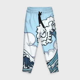 Детские брюки 3D с принтом ОКЕАН в Ухте, 100% полиэстер | манжеты по низу, эластичный пояс регулируется шнурком, по бокам два кармана без застежек, внутренняя часть кармана из мелкой сетки | Тематика изображения на принте: вода | волны | море | небо | облака | океан | природа | река.