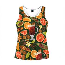 Женская майка 3D с принтом Рождественский Глинтвейн в Ухте, 100% полиэстер | круглая горловина, прямой силуэт, длина до линии бедра | 