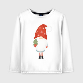 Детский лонгслив хлопок с принтом Новогодний Гном в Ухте, 100% хлопок | круглый вырез горловины, полуприлегающий силуэт, длина до линии бедер | 