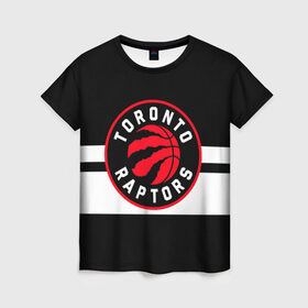 Женская футболка 3D с принтом TORONTO RAPTORS в Ухте, 100% полиэфир ( синтетическое хлопкоподобное полотно) | прямой крой, круглый вырез горловины, длина до линии бедер | basketball | canada | logo | nba | raptors | sport | team | toronto | usa | баскетбол | канада | логотип | мяч | нба | полосы | рэпторс | спорт | сша | торонто | черный