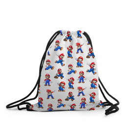 Рюкзак-мешок 3D с принтом Mario в Ухте, 100% полиэстер | плотность ткани — 200 г/м2, размер — 35 х 45 см; лямки — толстые шнурки, застежка на шнуровке, без карманов и подкладки | mario | mario brothers | old game | retro game | super mario | super mario bros | super mario odyssey | водопроводчик | девочкам | детям | классика | мальчикам | марио | персонажи игр | рабочий | ретро игры | старые игры | супер ма