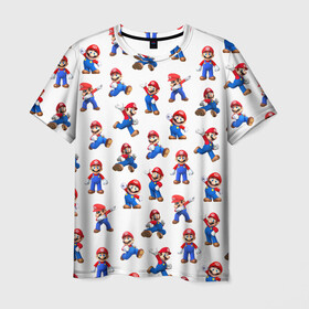 Мужская футболка 3D с принтом Mario в Ухте, 100% полиэфир | прямой крой, круглый вырез горловины, длина до линии бедер | mario | mario brothers | old game | retro game | super mario | super mario bros | super mario odyssey | водопроводчик | девочкам | детям | классика | мальчикам | марио | персонажи игр | рабочий | ретро игры | старые игры | супер ма