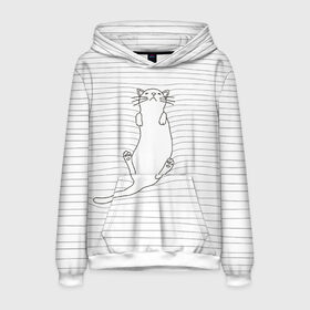 Мужская толстовка 3D с принтом Кот в Ухте, 100% полиэстер | двухслойный капюшон со шнурком для регулировки, мягкие манжеты на рукавах и по низу толстовки, спереди карман-кенгуру с мягким внутренним слоем. | Тематика изображения на принте: кот | котик | отдых | полосы. кровать | усталость