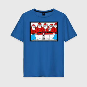 Женская футболка хлопок Oversize с принтом Santa Meme PHub в Ухте, 100% хлопок | свободный крой, круглый ворот, спущенный рукав, длина до линии бедер
 | 2020 | christmas | new year | бык | год быка | дед мороз | елка | зима | мем | новый год | подарки | рождество | санта | свитер | снег | снеговик | снежинки