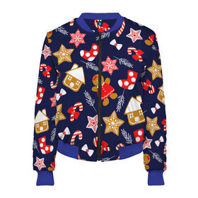 Женский бомбер 3D с принтом Новый Год в Ухте, 100% полиэстер | застегивается на молнию, по бокам два кармана без застежек, мягкие манжеты, по низу бомбера и на воротнике — эластичная резинка | 2020 | christmas | new year | бык | год быка | дед мороз | елка | зима | новый год | подарки | рождество | санта | свитер | снег | снежинки