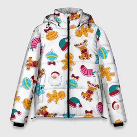 Мужская зимняя куртка 3D с принтом Новогодние штучки в Ухте, верх — 100% полиэстер; подкладка — 100% полиэстер; утеплитель — 100% полиэстер | длина ниже бедра, свободный силуэт Оверсайз. Есть воротник-стойка, отстегивающийся капюшон и ветрозащитная планка. 

Боковые карманы с листочкой на кнопках и внутренний карман на молнии. | 