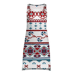 Платье-майка 3D с принтом Скандинавский паттерн в Ухте, 100% полиэстер | полуприлегающий силуэт, широкие бретели, круглый вырез горловины, удлиненный подол сзади. | 