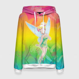Женская толстовка 3D с принтом Tinker Bell Rainbow в Ухте, 100% полиэстер  | двухслойный капюшон со шнурком для регулировки, мягкие манжеты на рукавах и по низу толстовки, спереди карман-кенгуру с мягким внутренним слоем. | peter pan | tink | tinker bell | динь | динь диинь | питер пен | питер пэн