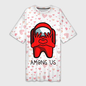 Платье-футболка 3D AMONG US   СЕРДЕЧКО: в Ухте,  |  | among | among us | amongus | crewmate | game | games | imposter | impostor | logo | monster | sabotage | shhh | амонг | амонг ас | амонгас | игра | игры | импостер | космос | крюмейт | лого | логотип | логотипы | монстр | саботаж | символ | сим