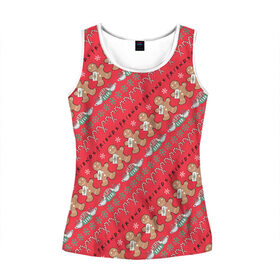 Женская майка 3D с принтом Friends.Новогодний с пряниками в Ухте, 100% полиэстер | круглая горловина, прямой силуэт, длина до линии бедра | christmas | friends | vdkarsve | xmas | друзья | новый год | сериал