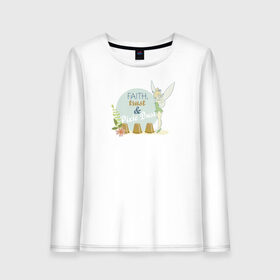 Женский лонгслив хлопок с принтом Pixie & Dust в Ухте, 100% хлопок |  | peter pan | tink | tinker bell | динь | динь диинь | питер пен | питер пэн