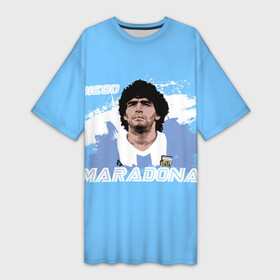 Платье-футболка 3D с принтом Диего Марадона в Ухте,  |  | diego | diego armando maradona | maradona | аргентина | диего | король | легенда | марадона | нападающий | полузащитник | футбол | футболист
