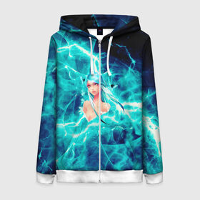 Женская толстовка 3D на молнии Electro-Girl: в Ухте, 100% полиэстер | длина до линии бедра, манжеты и пояс оформлены мягкой тканевой резинкой, двухслойный капюшон со шнурком для регулировки, спереди молния, по бокам два кармана | blue | cat | electro | girl | молния девочка | суперспособность | электричество | электро