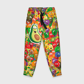 Детские брюки 3D с принтом Авокадо тм AntiPsychoVirus в Ухте, 100% полиэстер | манжеты по низу, эластичный пояс регулируется шнурком, по бокам два кармана без застежек, внутренняя часть кармана из мелкой сетки | Тематика изображения на принте: 