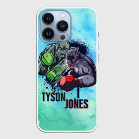 Чехол для iPhone 13 Pro с принтом Тайсон против Джонса в Ухте,  |  | art | box | boxing | legend | mma | ring | sport | ufc | watercolor | акварель | арт | битва | боксеры | борьба | горилла | железный | иллюстрация | легенда | легенды | майк | мма | мышцы | пантера | перчатки | прикол | реванш | ринг