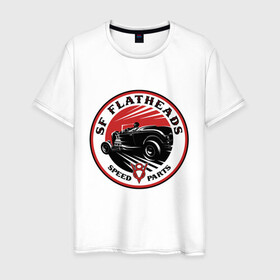 Мужская футболка хлопок с принтом hot rod v8 в Ухте, 100% хлопок | прямой крой, круглый вырез горловины, длина до линии бедер, слегка спущенное плечо. | avto | custom car | muscle car | v8 | машина | скорость