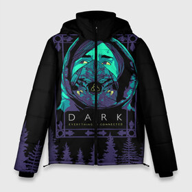 Мужская зимняя куртка 3D с принтом DARK Тьма в Ухте, верх — 100% полиэстер; подкладка — 100% полиэстер; утеплитель — 100% полиэстер | длина ниже бедра, свободный силуэт Оверсайз. Есть воротник-стойка, отстегивающийся капюшон и ветрозащитная планка. 

Боковые карманы с листочкой на кнопках и внутренний карман на молнии. | bartosz tiedemann | dark | jonas kahnwald | бартош тидеманн | йонас канвальд | сериал | сериалы | тьма | фантастика