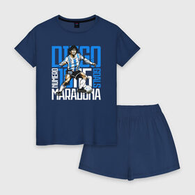 Женская пижама с шортиками хлопок с принтом 10 Diego Maradona в Ухте, 100% хлопок | футболка прямого кроя, шорты свободные с широкой мягкой резинкой | 10 номер | diego | football | maradona | maradonna | арегнтина | бога | диего | марадона | марадонна | ретро | рука | сборная аргентины | футбол | футболист
