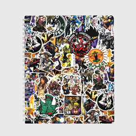 Тетрадь с принтом JoJo’s Sticker Bombing в Ухте, 100% бумага | 48 листов, плотность листов — 60 г/м2, плотность картонной обложки — 250 г/м2. Листы скреплены сбоку удобной пружинной спиралью. Уголки страниц и обложки скругленные. Цвет линий — светло-серый
 | anime | jojo’s bizarre adventure | sticker bombing | аниме | джо джо | жо жо | манга | мультфильм | невероятные приключения джоджо | персонаж | стикер бомбинг