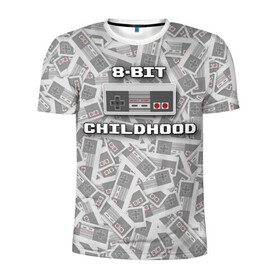 Мужская футболка 3D спортивная с принтом 8-bit childhood в Ухте, 100% полиэстер с улучшенными характеристиками | приталенный силуэт, круглая горловина, широкие плечи, сужается к линии бедра | 8 bit | 8 бит | dendy | nes | nintendo | денди | джойстик | нинтендо