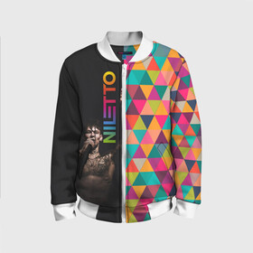 Детский бомбер 3D с принтом NILETTO в Ухте, 100% полиэстер | застегивается на молнию, по бокам два кармана без застежек, мягкие манжеты, по низу бомбера и на воротнике — эластичная резинка | niletto | данил прытков | краски | музыка | нилетто | популярное