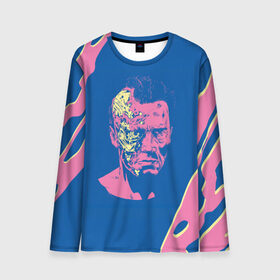 Мужской лонгслив 3D с принтом Неоновый терминатор в Ухте, 100% полиэстер | длинные рукава, круглый вырез горловины, полуприлегающий силуэт | arnold | film | schwarzenegger | terminator | арнольд | неон | терминатор | фильм | шварцнегер