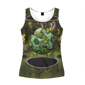 Женская майка 3D AbstractThings 3: в Ухте, 100% полиэстер | круглая горловина, прямой силуэт, длина до линии бедра | абстракция | атмосфера | зелёный | шар