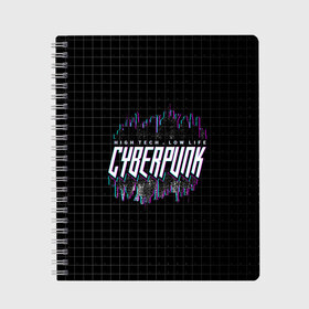Тетрадь с принтом Cyberpunk City в Ухте, 100% бумага | 48 листов, плотность листов — 60 г/м2, плотность картонной обложки — 250 г/м2. Листы скреплены сбоку удобной пружинной спиралью. Уголки страниц и обложки скругленные. Цвет линий — светло-серый
 | cyberpunk | high tech | low life | будущее | город | киберпанк | фантастика