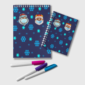 Блокнот с принтом Новогодний бык и Санта-клаус в Ухте, 100% бумага | 48 листов, плотность листов — 60 г/м2, плотность картонной обложки — 250 г/м2. Листы скреплены удобной пружинной спиралью. Цвет линий — светло-серый
 | 