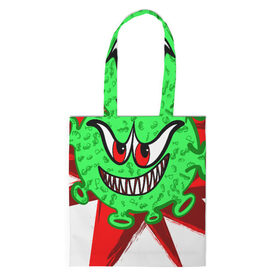 Сумка 3D повседневная с принтом Вирус в Ухте, 100% полиэстер | Плотность: 200 г/м2; Размер: 34×35 см; Высота лямок: 30 см | covid 19 | валюты | вирус | звезда | зеленый | злой | зубы | корона | коронавирус | монстр