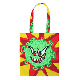 Сумка 3D повседневная с принтом Вирус в Ухте, 100% полиэстер | Плотность: 200 г/м2; Размер: 34×35 см; Высота лямок: 30 см | covid 19 | валюты | вирус | звезда | зеленый | злой | зубы | корона | коронавирус | монстр