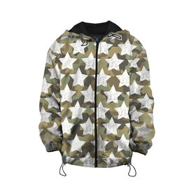 Детская куртка 3D Звездный Камуфляж: в Ухте, 100% полиэстер | застежка — молния, подол и капюшон оформлены резинкой с фиксаторами, по бокам — два кармана без застежек, один потайной карман на груди, плотность верхнего слоя — 90 г/м2; плотность флисового подклада — 260 г/м2 | геометрия | звезда | пятна | текстура | узор | фигура | хаки
