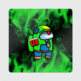 Магнит виниловый Квадрат с принтом AMONG US - BRAWL STARS LEON в Ухте, полимерный материал с магнитным слоем | размер 9*9 см, закругленные углы | among | among us | amongus | brawls | crewmate | game | games | imposter | impostor | leon | logo | monster | sabotage | shhh | stars | амонг | амонг ас | амонгас | бравл | игра | игры | импостер | космос | крюмейт | леон | лого | логотип | лог