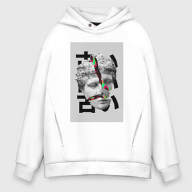 Мужское худи Oversize хлопок с принтом Гипсовая голова в Ухте, френч-терри — 70% хлопок, 30% полиэстер. Мягкий теплый начес внутри —100% хлопок | боковые карманы, эластичные манжеты и нижняя кромка, капюшон на магнитной кнопке | 