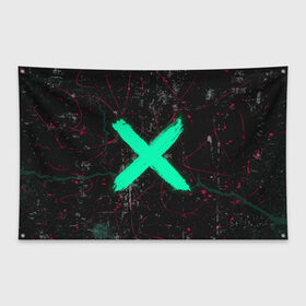 Флаг-баннер с принтом Silence в Ухте, 100% полиэстер | размер 67 х 109 см, плотность ткани — 95 г/м2; по краям флага есть четыре люверса для крепления | гранж | граффити | крест | неон | стритарт | тишина | футуристика