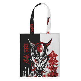 Сумка 3D повседневная с принтом Самурай Samurai в Ухте, 100% полиэстер | Плотность: 200 г/м2; Размер: 34×35 см; Высота лямок: 30 см | cyberpunk 2077 | ninja | samurai | киберпанк | маска самурая | путь война | самурай | сёгун | семь самураев | токио | чёрный самурай | японский самурай