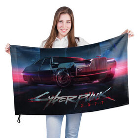 Флаг 3D с принтом CYBERPUNK 2077 (S) в Ухте, 100% полиэстер | плотность ткани — 95 г/м2, размер — 67 х 109 см. Принт наносится с одной стороны | 2077 | cd projekt red | cyberpunk | cyberpunk 2077 | samurai | арт | видеоигра | игра | киберпанк | киборги