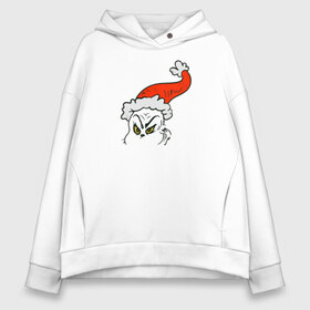 Женское худи Oversize хлопок с принтом Гринч в Ухте, френч-терри — 70% хлопок, 30% полиэстер. Мягкий теплый начес внутри —100% хлопок | боковые карманы, эластичные манжеты и нижняя кромка, капюшон на магнитной кнопке | 2020 | 2021 | christmas | happy | merry | new year | зима | новогодний | новогодняя | новогодняя маска | новый год | рождественский | рождество | снег