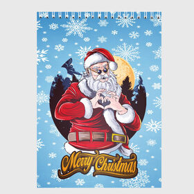 Скетчбук с принтом Santa Love в Ухте, 100% бумага
 | 48 листов, плотность листов — 100 г/м2, плотность картонной обложки — 250 г/м2. Листы скреплены сверху удобной пружинной спиралью | new year | арт | графика | дед мороз | зима | новый год | рождество | санта