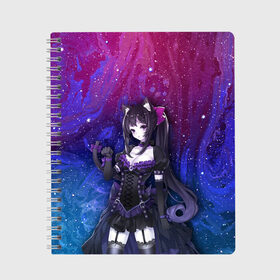 Тетрадь с принтом Neko - Gothic Anime в Ухте, 100% бумага | 48 листов, плотность листов — 60 г/м2, плотность картонной обложки — 250 г/м2. Листы скреплены сбоку удобной пружинной спиралью. Уголки страниц и обложки скругленные. Цвет линий — светло-серый
 | anime | gothic | neko | кошка | мими | неко | ушки