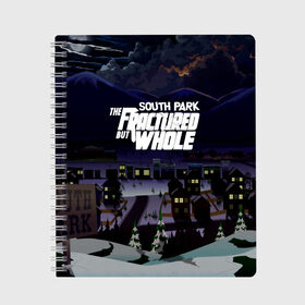 Тетрадь с принтом Южный Парк / South Park . в Ухте, 100% бумага | 48 листов, плотность листов — 60 г/м2, плотность картонной обложки — 250 г/м2. Листы скреплены сбоку удобной пружинной спиралью. Уголки страниц и обложки скругленные. Цвет линий — светло-серый
 | south park | ubisoft | woodland critter christmas | кенни | мультсериал | стэн | южный парк