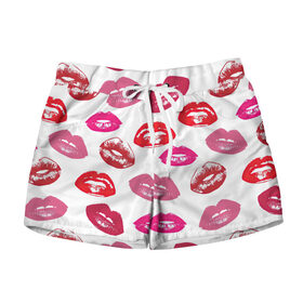 Женские шорты 3D Губы: в Ухте, 100% полиэстер | прямой крой, два кармана без застежек по бокам. Мягкая трикотажная резинка на поясе, внутри которой широкие завязки. Длина до середины бедра | арт | бардовый | губы | косметика | красный | помада | поцелуи | поцелуй | рисунок | розовый