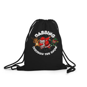 Рюкзак-мешок 3D с принтом Dab-Santa в Ухте, 100% полиэстер | плотность ткани — 200 г/м2, размер — 35 х 45 см; лямки — толстые шнурки, застежка на шнуровке, без карманов и подкладки | claus | happy new year | merry christmas | santa | snowman | дед мороз | елка | клаус | новый год | рождество | с новым годом | санта | снеговик