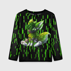 Детский лонгслив 3D с принтом Protogen music в Ухте, 100% полиэстер | длинные рукава, круглый вырез горловины, полуприлегающий силуэт
 | cute | furry | green | love | music