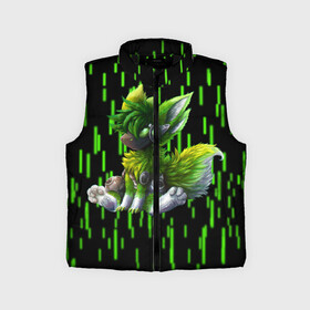 Детский жилет утепленный 3D с принтом Protogen music в Ухте,  |  | cute | furry | green | love | music
