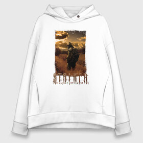 Женское худи Oversize хлопок с принтом Stalker в Ухте, френч-терри — 70% хлопок, 30% полиэстер. Мягкий теплый начес внутри —100% хлопок | боковые карманы, эластичные манжеты и нижняя кромка, капюшон на магнитной кнопке | call of pripyat | chernobyl | clear sky | game | gamer | pripyat | s.t.a.l.k.e.r. | shadow of chernobyl | stalker | stalker 2 | зона отчуждения | припять | радиация | с.т.а.л.к.е.р. | сталкер | сталкер 2 | сталкер лого | ча