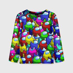 Детский лонгслив 3D с принтом AMONG US в Ухте, 100% полиэстер | длинные рукава, круглый вырез горловины, полуприлегающий силуэт
 | among us | impostor | амонг ас | игра | космический | космический корабль | космонавт | космос | мем | предатель | среди нас | экшен